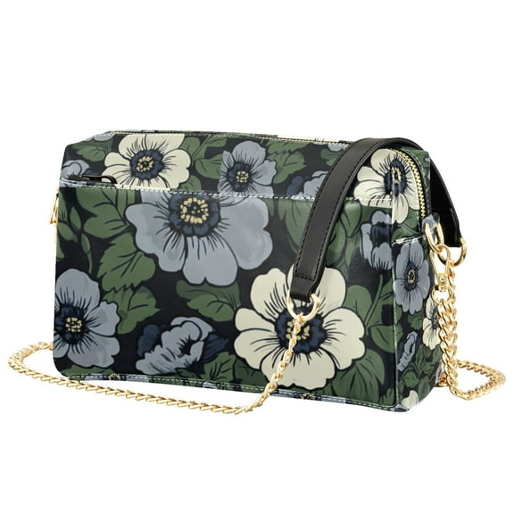FORMRS Women Crossbody Purse with Chain Strap Vegan Leather Shoulder Handbag, Dark Floral
