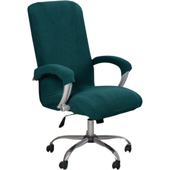 QZLGJL Office Chair Cover with Armrest - Stretch Elastic Spandex Slipcover (Dark Green, XL)