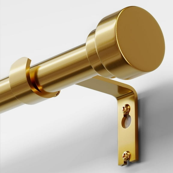 Heavy Duty Curtain Rods for Windows 72 to 144 Inch, 1 Inch Brass Gold Curtain Rod, Adjustable Length Rod with Metal Finials, Modern Decorative for Bedroom Kitchen Living Room (16 to 150 Inch)