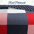 thumbnail image 3 of Cozy Line Home Fashions Cozy Line Patriotic Patchwork Plaid Red White Blue Reversible Cotton Quilt Bedding Set Twin, 3 of 6