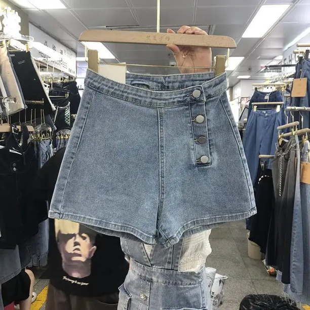 Minifalda vaquera vintage de moda blanca adelgazante de cintura alta de verano 2024 para mujer