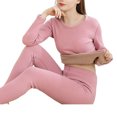 thumbnail image 1 of Jumpingount Ropa interior térmica para mujer, ropa interior térmica gruesa para invierno, para clima frío, elástica, parte inferior larga, conjuntos de Pijama Rosa/Conjunto/XL Jumpingount AP013086-04B, 1 of 6
