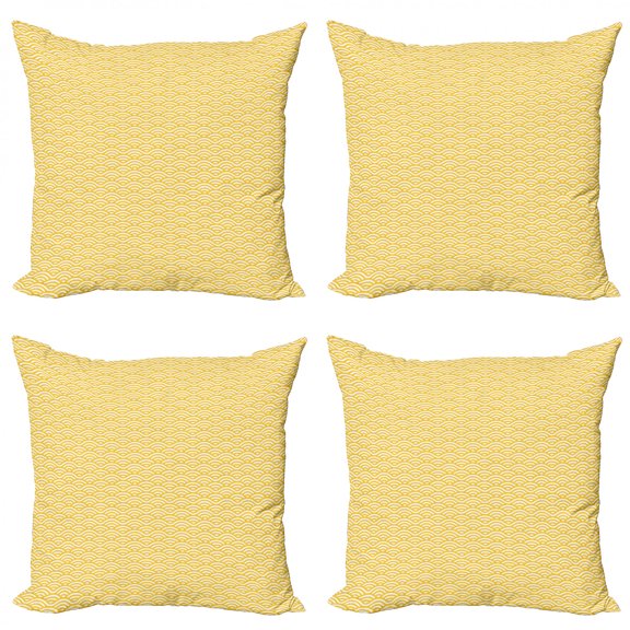 Ambesonne Yellow Throw Pillow Cover 4 Pack, Ornament Style, 18", Marigold White