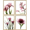 thumbnail image 2 of PixonSign Framed Wall Art X-Ray Pink Botanical Floral Flower Prints, Set of 4 Rustic Wildflowers Paintings, Country/Farmhouse Minimalism Adhesive Canvas Posters for Home Decor - 11"x14" Natural, 2 of 5