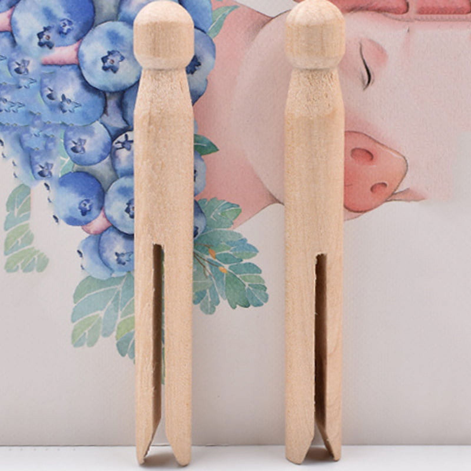 10pcs/Set Wood Crafts 10CM Long Sewing Natural Wooden Clothes Pins Peg Doll  Pins Clips Old Fashioned Pegs Doll Making Decor