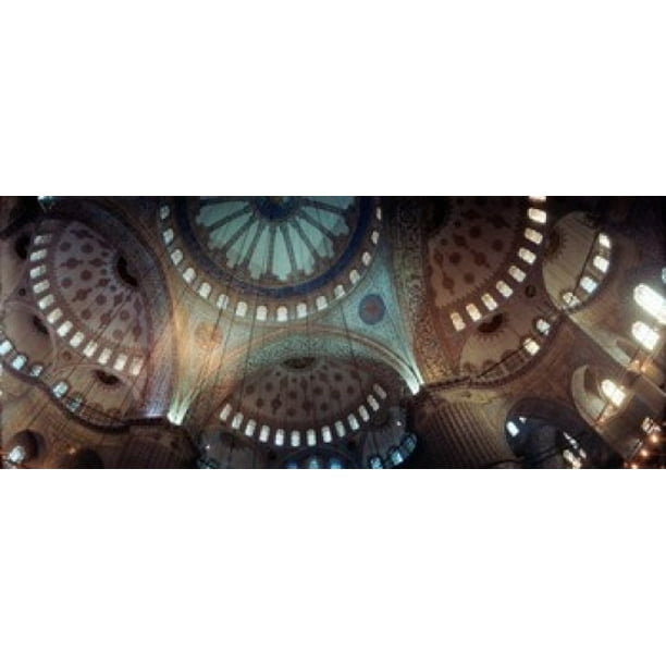 Interiors Of A Mosque Blue Mosque Istanbul Turkey Stretched Canvas Panoramic Images 30 X 13 Walmart Com Walmart Com