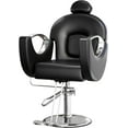 thumbnail image 3 of Chaise de Salon de Coiffure Inclinable à Rotation 360°, Pompe Hydraulique Robuste, Coussin Haute Densité de 5 Pouces, Cuir PVC Respirant, Inclinaison à 130°, pour Coiffeur Barbier Spa à Domicile Shampooing, 3 of 8