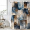 thumbnail image 4 of Blue Brown Abstract Bathroom Shower Curtains with 12 Hooks Polyester Waterproof Shower Curtain for Stalls and Bathtubs Modern Color Block Geometric Art Decorative Bathroom Curtain 72x78 Inches, 4 of 9