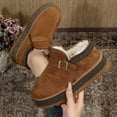 thumbnail image 2 of Wdhugt Round Toe Snow Boots For Women Fleece-Lined Warm Thick Sole Belt Buckle Flock Material In Brown Size 7 Us, 2 of 8