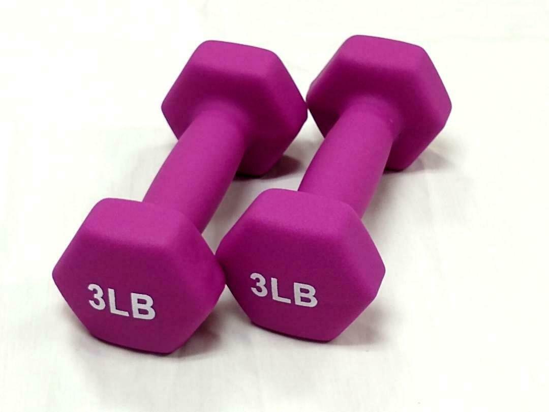 Neoprene 3LB Hex Dumbbell Hand Weights Set of 2