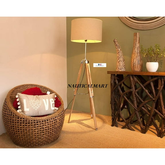 NauticalMart vintage lamp tripod stand floor lighting for living room decor (Shade not included)