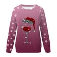 thumbnail image 4 of VJATTWR Mes Articles Chandail en Molleton de Noël pour Femmes Automne et Hiver Flocon de Neige Rouge Verre Dégradé Imprimé Col Rond Épaule Manches Longues Décontracté Sport Chandail en Molleton Get it Fast, 4 of 4
