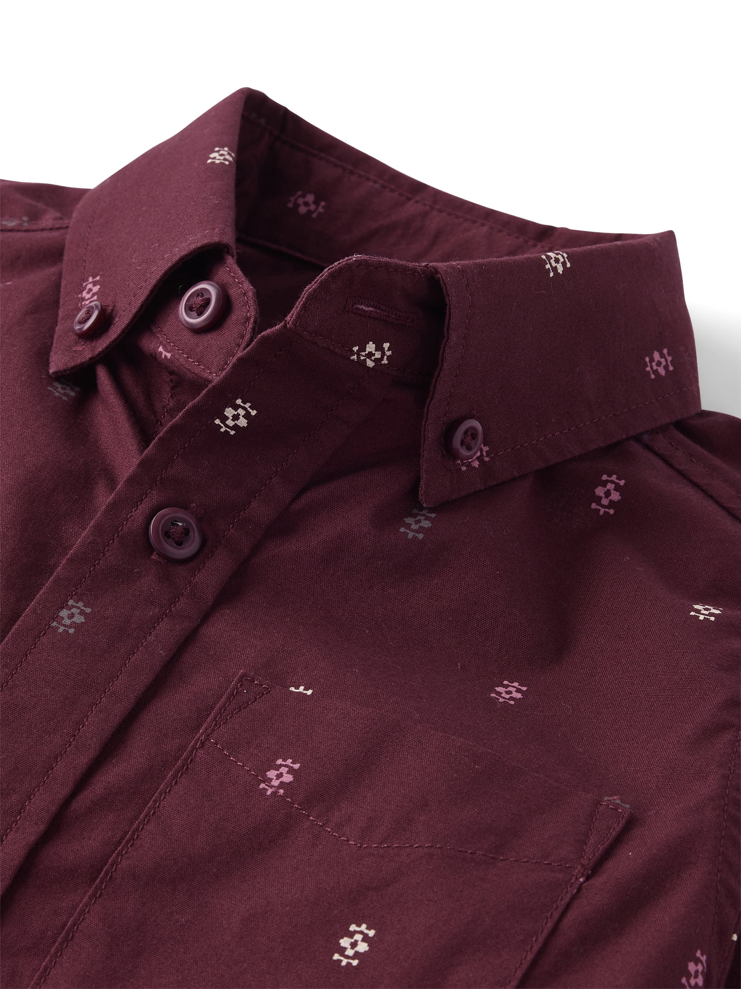The Children's Place Boys Long Sleeve Print Poplin Button Up Shirt, Sizes XS-XXL
