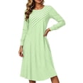 thumbnail image 5 of GUACER Women's Striped Midi Dresses Side Slit Knit Long Sleeve Round Neck Loose Casual Dresses for Vacation Lounge Gift, 5 of 7
