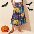 thumbnail image 2 of EANJE Halloween Womens Casual Elastic Waist Drawstring Midi Skirt Print Vacation Style A Line Flowy Skirt for Daily Wear Dark Blue L, 2 of 4