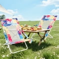 thumbnail image 3 of Costway Folding Low Beach Chair, Set of 2 with Padded Head Pillow, Mesh Back, Cup Holder Pink, 3 of 10