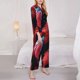thumbnail image 3 of Balery Closeup Red Flamingo Portrait Conjunto de Pijama con Estampado para Mujer, Conjunto de Dos Piezas con Manga Larga, Ropa de Dormir Suave con Bolsillos, Pijamas Cómodos-Large, 3 of 7