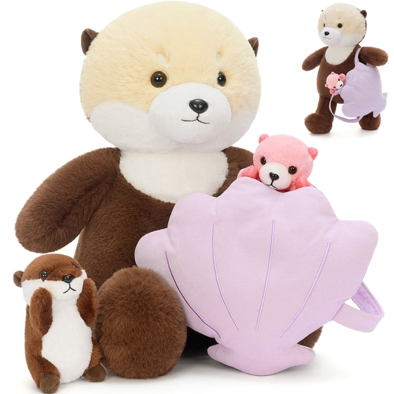 Tezituor Sea Otter Family 4-Piece Plush Set with Shell Backpack photo 1