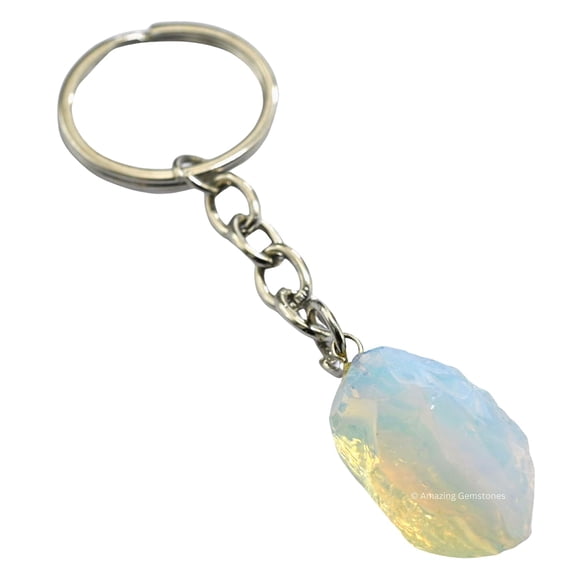 Opalite Crystal Car Key Holder, Raw Crystal Keychain