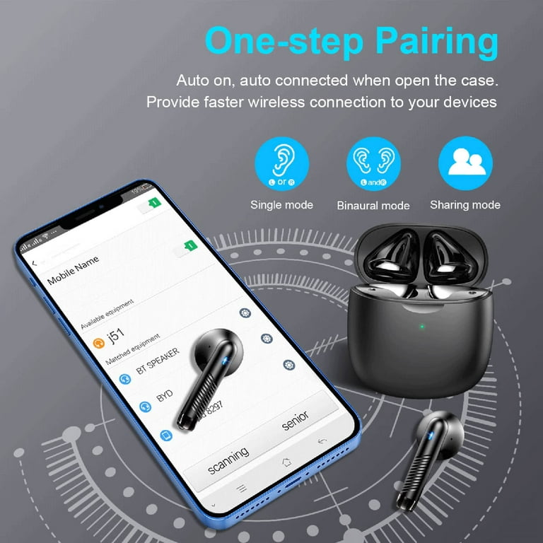 Wireless Bluetooth 5.3 Earbuds Stereo Bass, Headphones in Ear Noise  Cancelling Mic, IP7 Waterproof Sports, 32H Playtime USB C Mini Charging  Case Ear