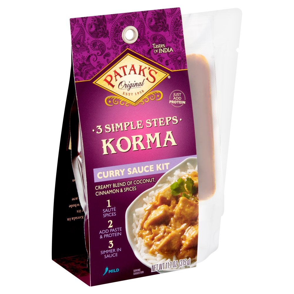 Patak's Original 3 Simple Steps Korma Curry Sauce Kit, 11.1 oz