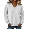 thumbnail image 6 of SSZMDLB Women Sweater Long Sleeve Loose Fit Casual Pullover Tops Solid Color Fall Winter Basic Soft Knit Blouses, White M, 6 of 6