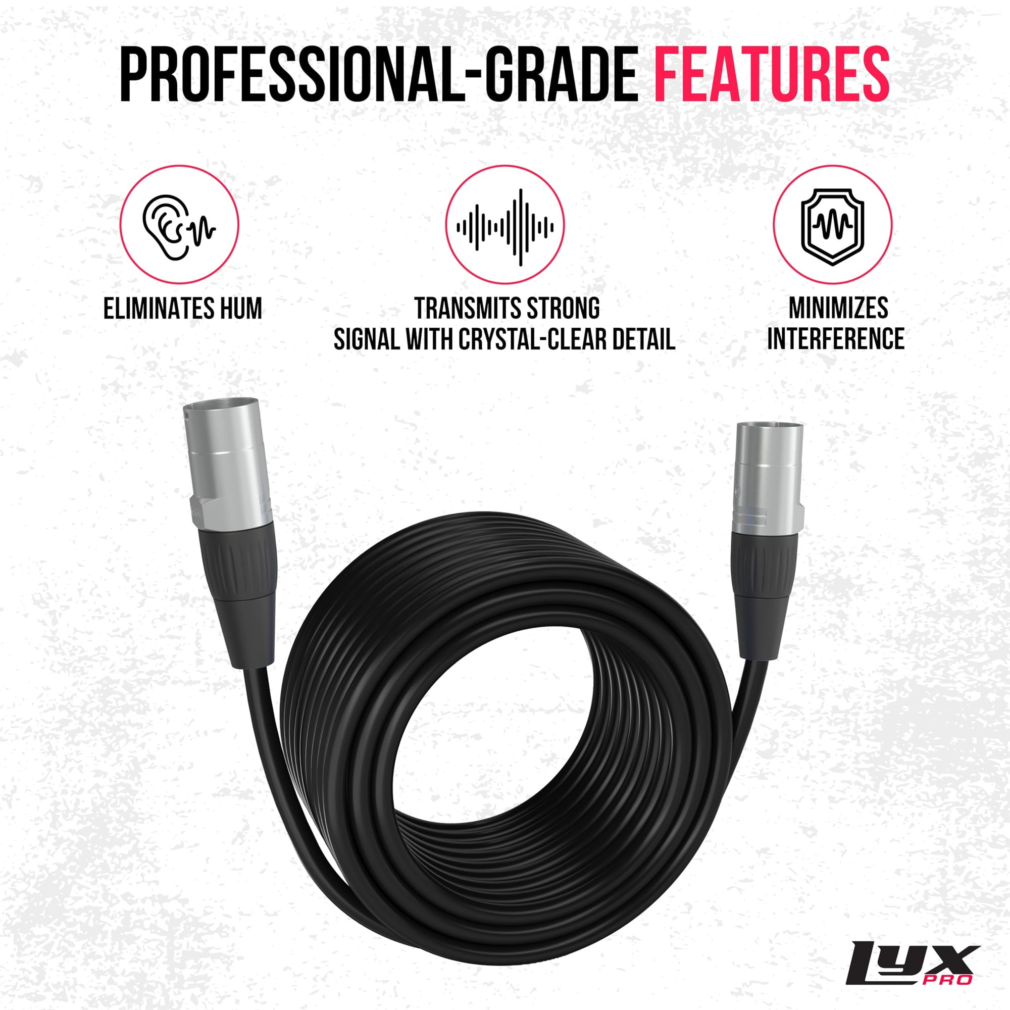 LyxPro 6 Feet Shielded CAT6 Ethercon Cable, Male to Male, Pro Audio & Lighting RJ45 Cable - Black