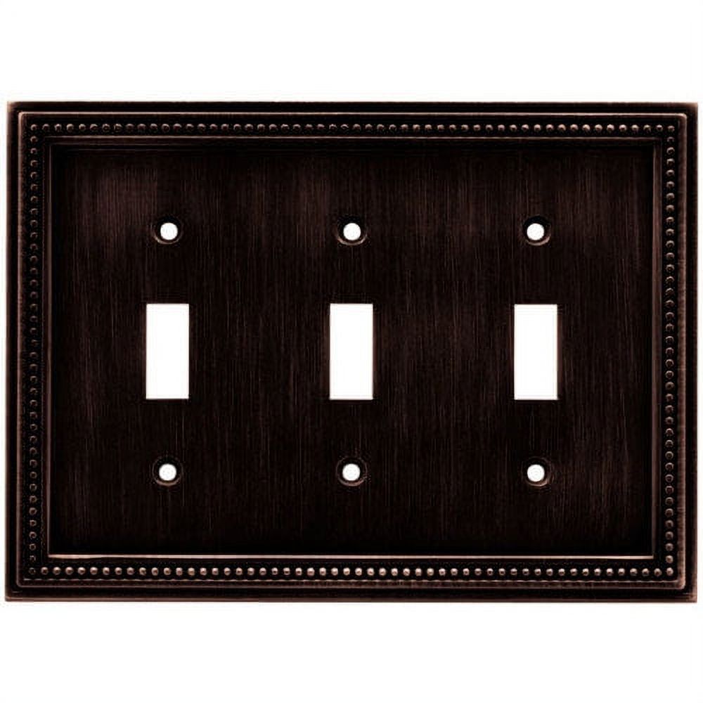 Brainerd 64737 Beaded Triple Toggle Switch Wall Plate / Switch Plate / Cover, Brushed Satin Pewter - image 2 of 3