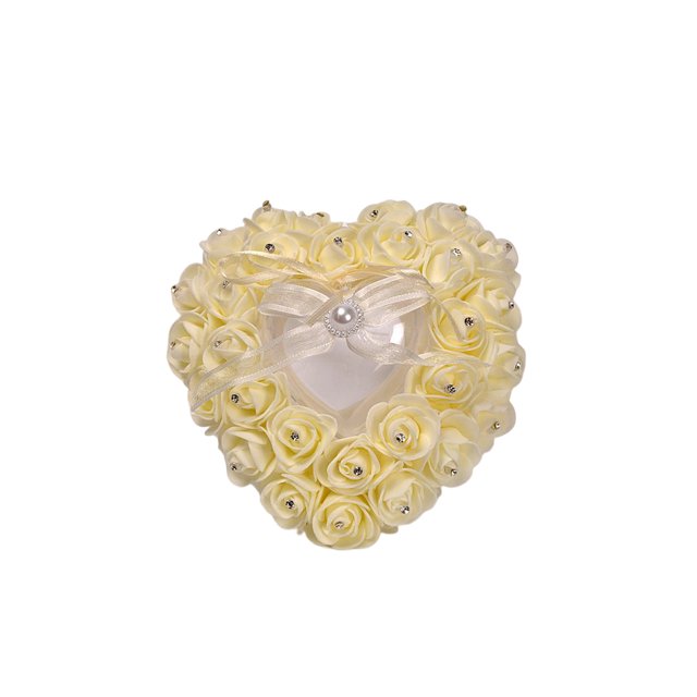 Xingzhi Heart-shape Ring Pillow Delicate Small Rings Box Romantic Wide Application Holder Container Wedding Valentine Displaying Yellow