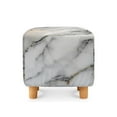 thumbnail image 2 of Jiueut White Black Marble Print Ottoman Slipcover, Anti Scratch Square Foot Stool Cover Washable Ottoman Sofa Protection with Elastic Bottom, 2 of 7