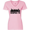 thumbnail image 3 of Inktastic Memphis city Skyline with Grunge Women's V-Neck T-Shirt, 3 of 5