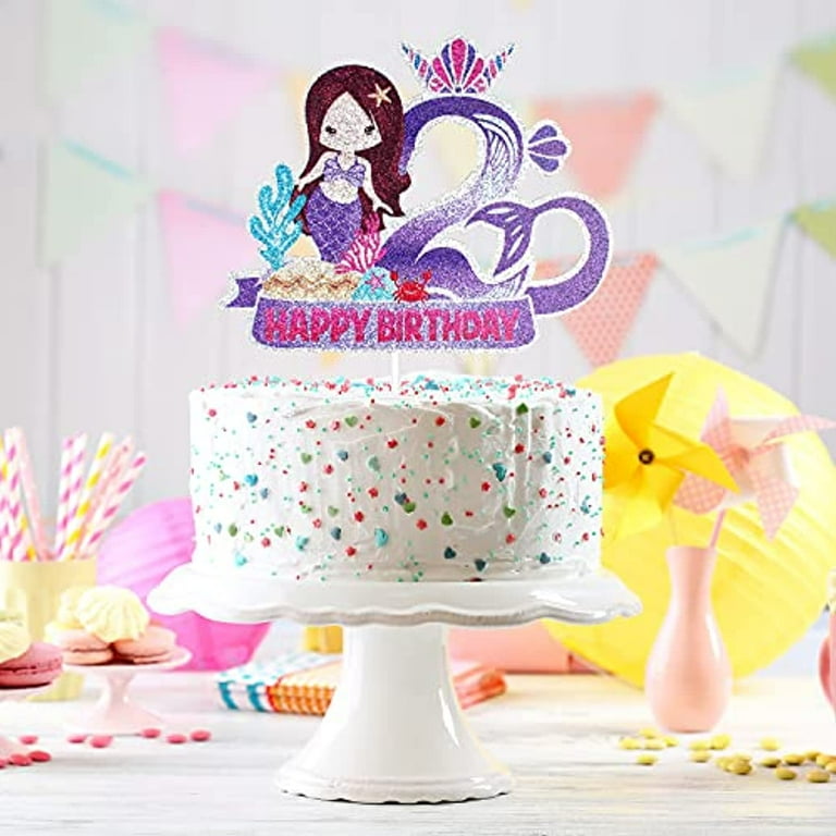 Mermaid 2 Happy Birthaday Cake Topper - Cartoon Little Mermaid ...