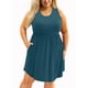 thumbnail image 1 of Vestidos de Mujer con Bolsillos de Tamaño Grande Cuello Redondo sin Mangas de Color Sólido, Falda de Algodón Casual para Primavera Verano, 1 of 4