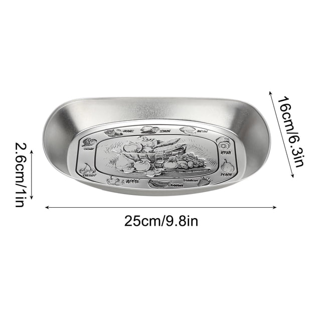 Outdoor Vintage Dining Tinplate Fruit Tray Camping Tableware Snack Cake Barbecue Tableware Embossed Tinplate