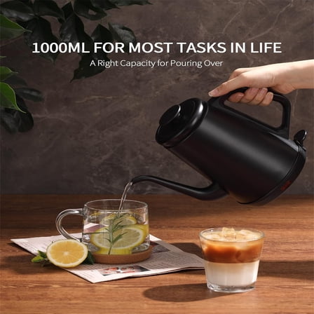 Gooseneck Electric Kettle(1.0L),1000W Electric Tea Kettle of 304 Stainless Steel,Auto Shut off