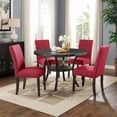 thumbnail image 5 of Roundhill Furniture Biony Fabric Dining Chairs with Nailhead Trim, Set of 2, Red, 5 of 6