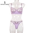 thumbnail image 1 of Conjunto de ropa interior sexy para mujer, pestañas de malla, sujetador de encaje, ropa interior, regalo, morado claro, S Scienceny XX000055-05, 1 of 7