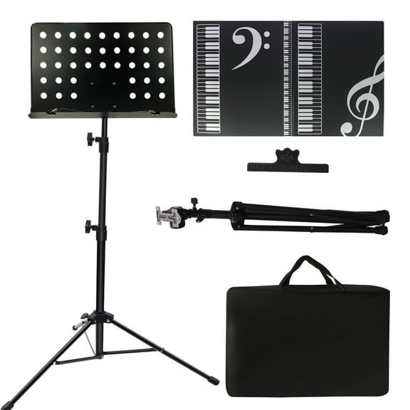 Music Stand Sheet Music Stand Folding Metal Portable Adjustable Stand for Sheet Music with Carrying Bag Music Folder and Clip Design2