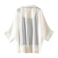 thumbnail image 3 of MSJUHEG Womens Tops Leather Jacket Fashion Women Chiffon Turn-Down Collar Solid Short Batwing Sleeve Shirt Tops Leather Jacket Women White M, 3 of 7