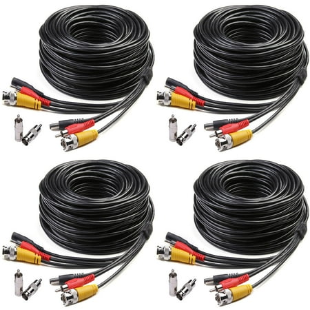 Security Cctv Video (Masione 4 PACK 100ft Feet Video Audio Power BNC security camera extention Cable for CCTV Security Surveillance system with 2 RCA Male to BNC Female)