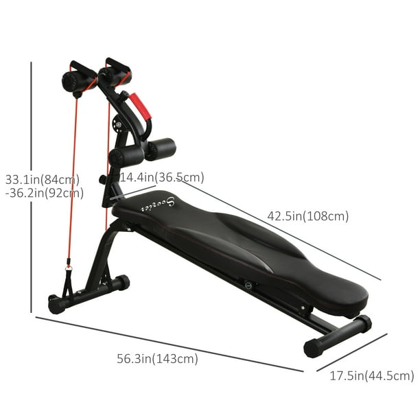 Soozier Foldable Sit Up Bench with Resistant Bands Decline Slant Bench with 4 Adjustable Height Reverse Crunch Handle Strength Training Workout Bench Walmart