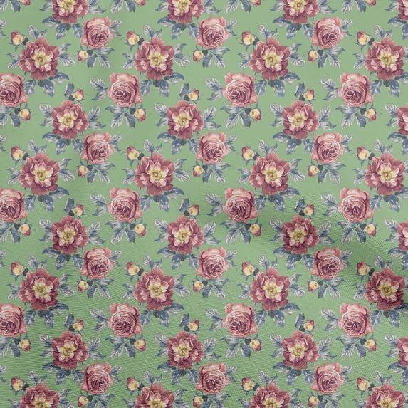 oneOone Cotton Jersey Light Green Fabric Florals Sewing Craft Projects Fabric Prints By Yard 58 Inch Wide