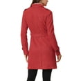 thumbnail image 3 of INSPIRE CHIC Women's Notched Lapel Double Breasted Faux Suede Trenchcoat XS Red, 3 of 6