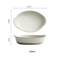thumbnail image 2 of 500ML Ceramic Double Ear Japanese Retro Cheese Baked Rice Plate Creative Salad Bowl Home Rectangular Coarse Ceramic Utensils, 2 of 3