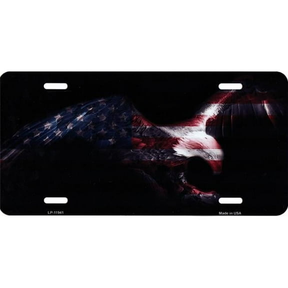 Eagle American Flag Metal License Plate