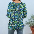 thumbnail image 6 of Qepwsc Womens Tops Casual Shirts 3/4 Long Sleeve Tops Beach Shirts Collarless Tunic Floral Print Going Out Tops Quarter Button Front Top Graphic Tees Blouses Tops Shirts Loose Fits, 6 of 7