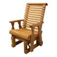 thumbnail image 3 of Amish Casual Heavy Duty 600 Lb High Back Roll Back Treated Glider Chair, Oak Stain, 3 of 11