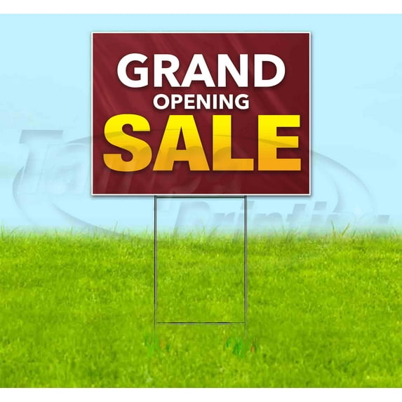 Grand Opening Sale (18" x 24") Yard Sign, Includes Metal Step Stake
