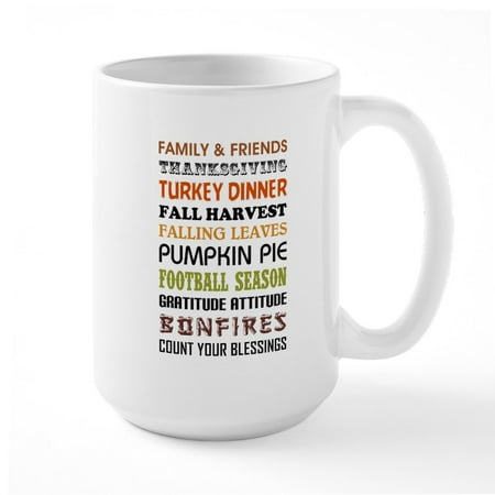 

CafePress - HAPPY THANKGIVING Large Mug - 15 oz Ceramic Large White Novelty Mug