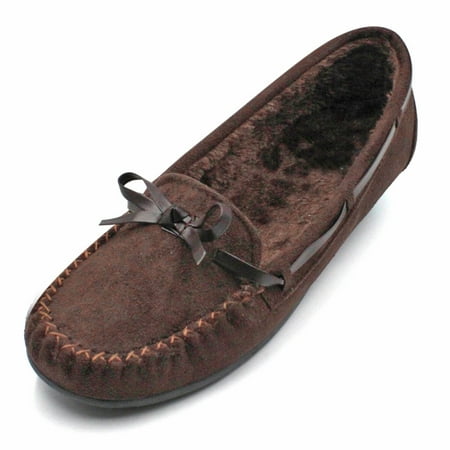 

LAVRA Women s Faux Suede Fur Lined Comfort Moccasin Loafer Slippers